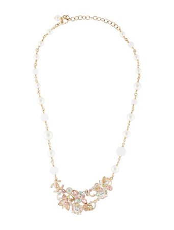 Chanel Rose Quartz Faux Pearl & Strass Pendant Necklace - Necklaces - CHA332961 | The RealReal