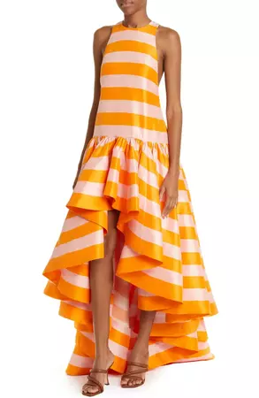 Zimmermann Tama Stripe High-Low Silk Dress | Nordstrom