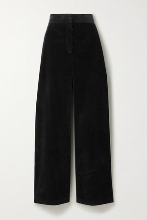 Caylan Cotton-corduroy Wide-leg Pants - Black