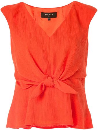 wrap front sleeveless top
