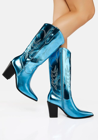 blue metallic cowboy boots