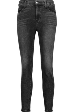 J Brand Black Alana High-Rise Cropped Faded Skinny Jeans for Womens : Designer Clothing and Shoes Discount Sales | Free Shipping