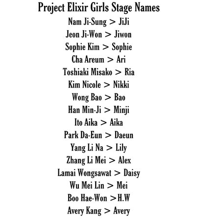 Project Elixir Girls Stage Names