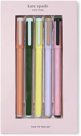 Amazon.com : Kate Spade New York Fine Tip Pen Set of 5, Black Ink Pens for Journaling and Note Taking, Colorblock : Office Products