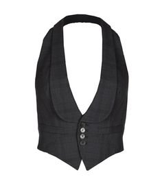 black button up waistcoat vest halter top
