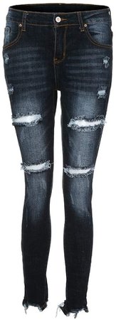 Amazon.com: VEZAD High Waisted Skinny Denim Jeans Women Stretch Slim Pants Calf Jeans: Clothing