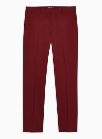 Burgundy Skinny Fit Suit Trousers | Topman