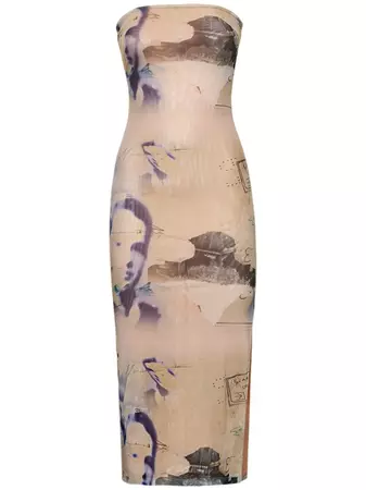 Lila printed strapless midi dress - Miaou - Women | Luisaviaroma