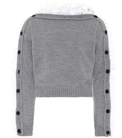 Lace-trimmed wool sweater