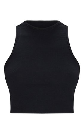 Black Basic Rib Cropped Vest | Tops | PrettyLittleThing