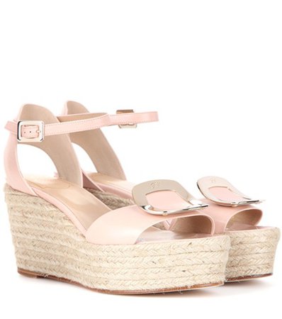Chips leather espadrille wedge sandals