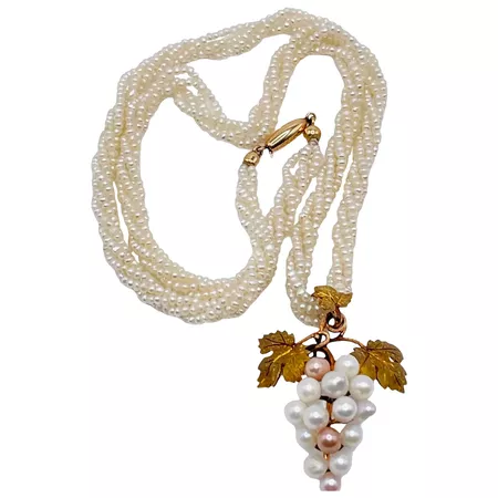 Antique Victorian Pearl Grape Necklace