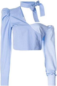 Blue Long sleeve off-shoulder blouse
