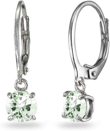 Amazon.com: LOVVE Sterling Silver Green Amethyst 6mm Round Dangle Leverback Earrings: Clothing, Shoes & Jewelry