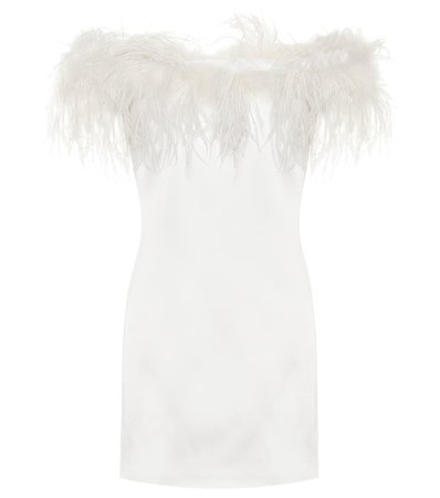 Feather-Trimmed Crêpe Dress - Saint Laurent | Mytheresa