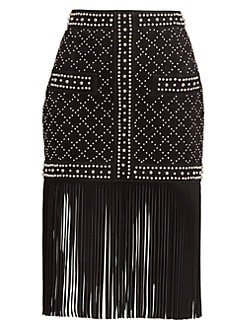 Balmain Studded Fringe Skirt