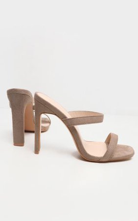 Nude Twin Strap Flat Heel Mule Sandal | Shoes | PrettyLittleThing