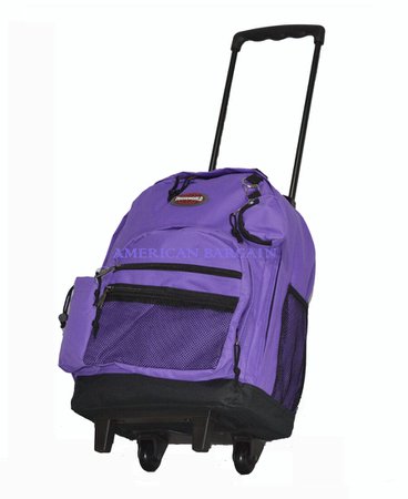 New Purple 16.5" Rolling Wheeled Backpack/School Bag/Book Bag Carry-On | eBay