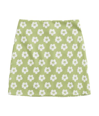 green flower skirt