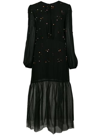 Cynthia Rowley Jules Embellished Tulle Dress In Black | ModeSens