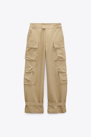 TABBED CARGO PANTS - taupe brown | ZARA United States
