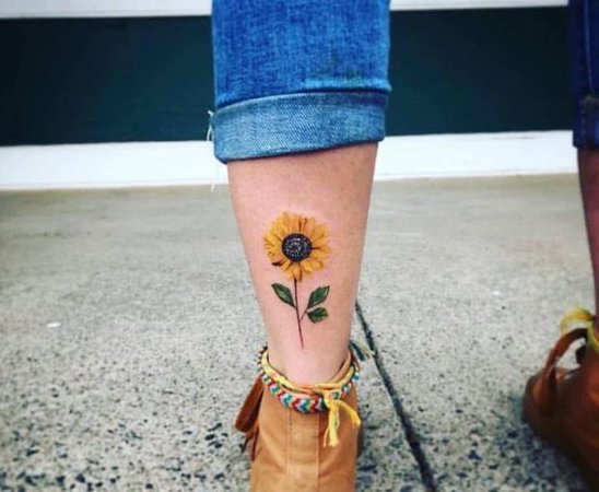 sunflower ankle tattoo