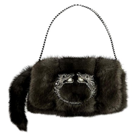 Gucci by Tom Ford Fall 2004 Mink Dragon Clutch Bag For Sale at 1stDibs