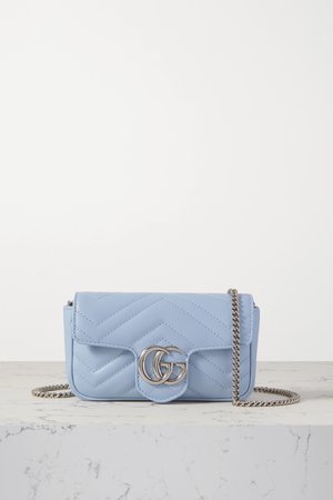 Blue GG Marmont super mini quilted leather shoulder bag | Gucci | NET-A-PORTER