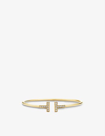 TIFFANY & CO - T Wire diamond and 18ct-gold bracelet | Selfridges.com