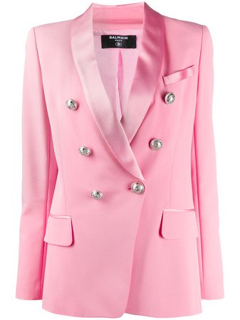 Shop pink Balmain double-breasted blazer with Express Delivery - Farfetch