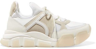 Cimbra Leather, Suede And Neoprene Sneakers - White