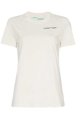 OFF-WHITE White Logo Embroidered Short Sleeve Cotton T Shirt ($305)
