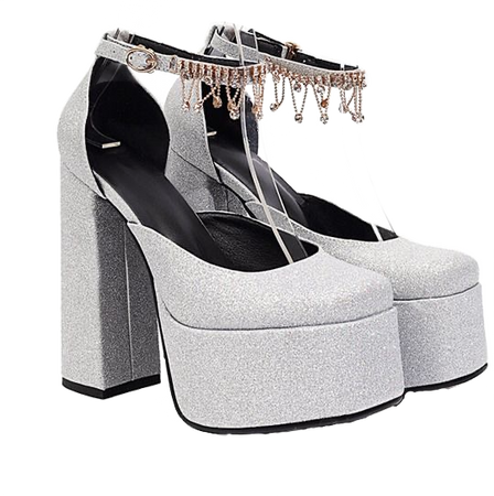 glittery platform heels