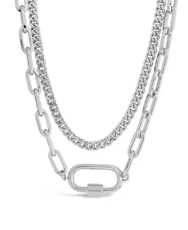 Sterling Forever Women's Polished Carabiner Layered Chain Necklace & Reviews - Necklaces - Jewelry & Watches - Macy's
