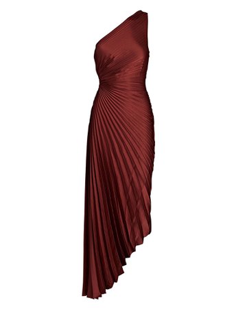 A.L.C. Delfina One-Shoulder Plissé Maxi Dress | INTERMIX®