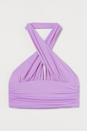 Cropped halterneck top - Purple - Ladies | H&M GB