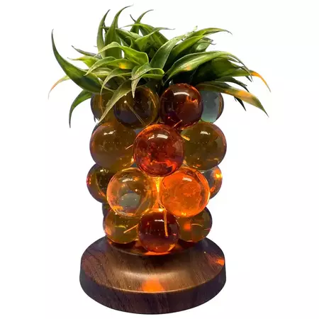 Mid-Century Modern Amber Lucite Grapes Palm Tree Table Lamp at 1stDibs | lucite pineapple lamp, lucite grape lamp, lucite grapes lamp