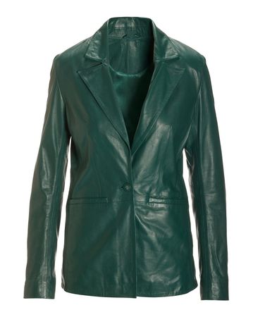 Leather Shaped Single Button Blazer - Deep Emerald | Boston Proper