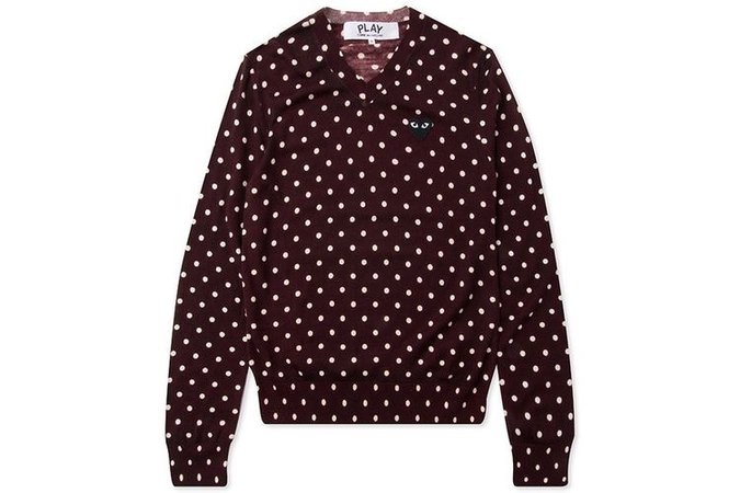 Comme des Garcons PLAY Womens Polka Dot Sweater - Burgundy