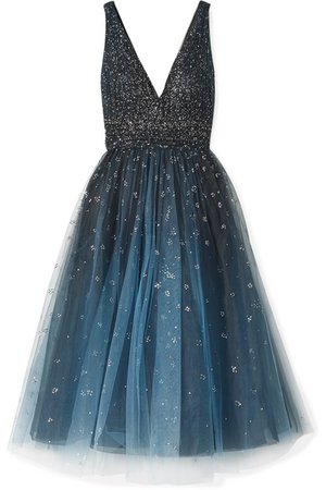 Marchesa Notte | Embellished ombré tulle gown | NET-A-PORTER.COM