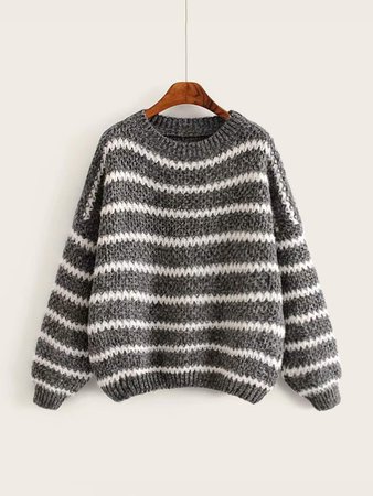 Striped Drop Shoulder Sweater | ROMWE