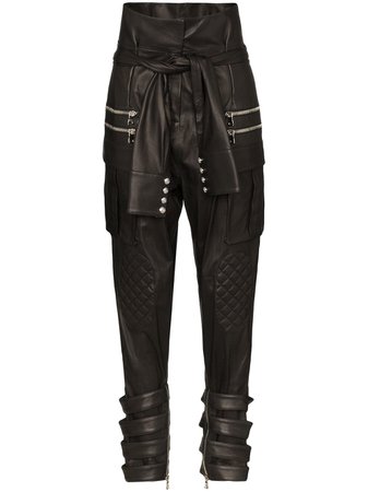 Balmain high-waisted biker trousers £3,540 - Shop Online SS19. Same Day Delivery in London