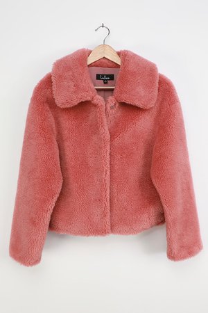 Rusty Rose Jacket - Faux Fur Jacket - Teddy Jacket - Lulus