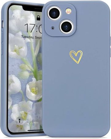 Amazon.com: Wirvyuer for iPhone 13 Case Cute Slim Shockproof Phone Case with Wireless Charging Support and Protection, Blue Grey : Cell Phones & Accessories