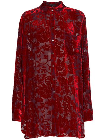Red Ann Demeulemeester Floral Jacquard Oversized Shirt | Farfetch.com