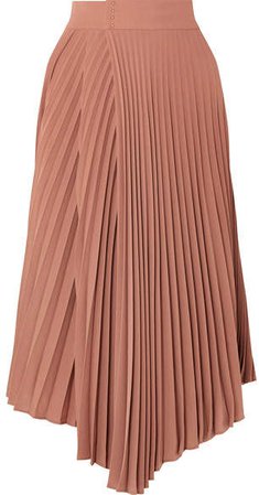 Pleated Crepe De Chine Wrap Skirt - Pink