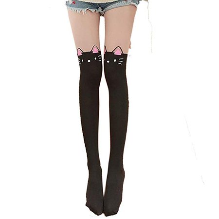Amazon.com: Mixtecc Cute Pantyhose Stockings,Cartoon Animal Model Cat Printing Legging Cosplay Sheer Fake Tattoo Socks for Women (Pink Ear Cat): Clothing