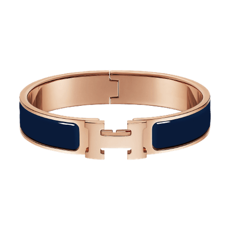 Hermès, Clic H bracelet in bleu Abysse