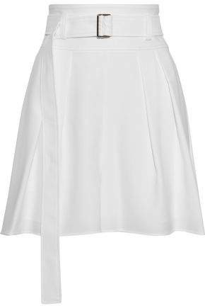 Belted Pleated Twill Shorts