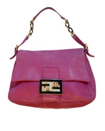 fendi pink leather jumbo chain shoulder bag